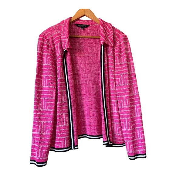Ming Wang Geometric Open Front Cardigan Women’s Size L - Picture 1 of 8